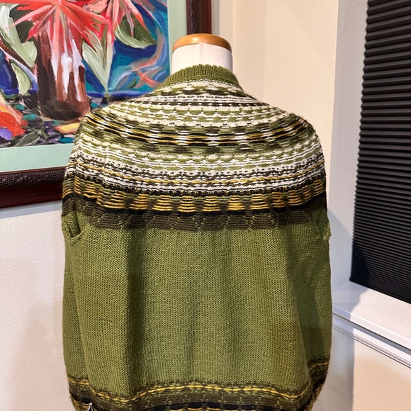 Norwegian Hand Knit Green Cardigan w/ Floral Pattern by Wm. Schmidt - S/M - Picture 7 of 13